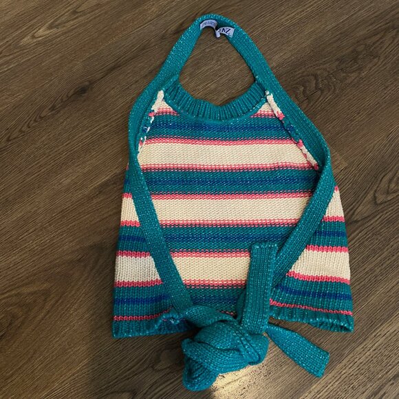 Zara Striped Halter Knit Crop Top Size Small‎ - Picture 4 of 5